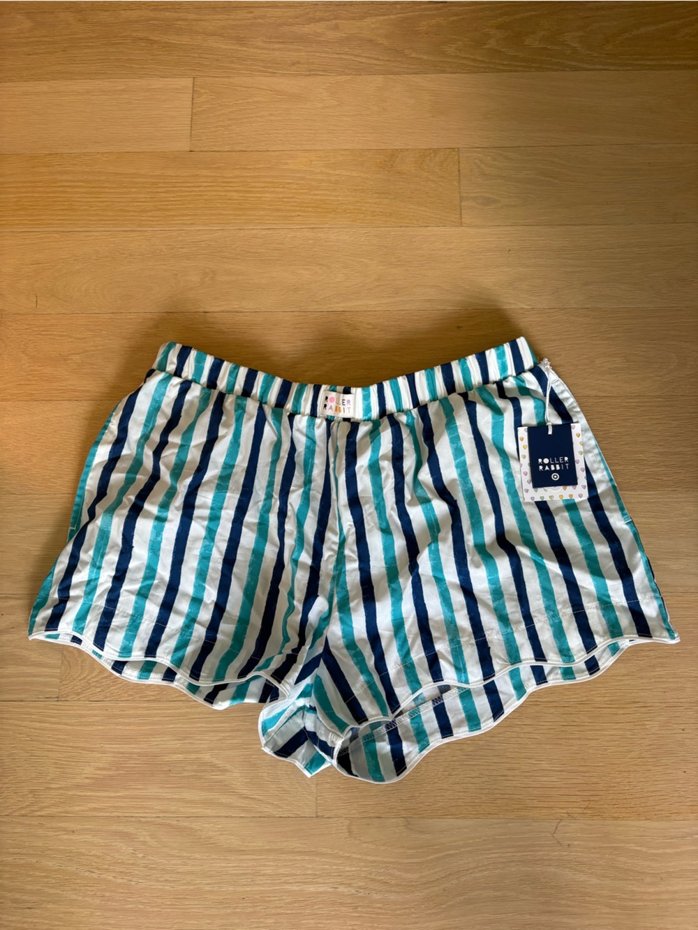 Roller Rabbit Navy, Teal & White Striped Bandeau